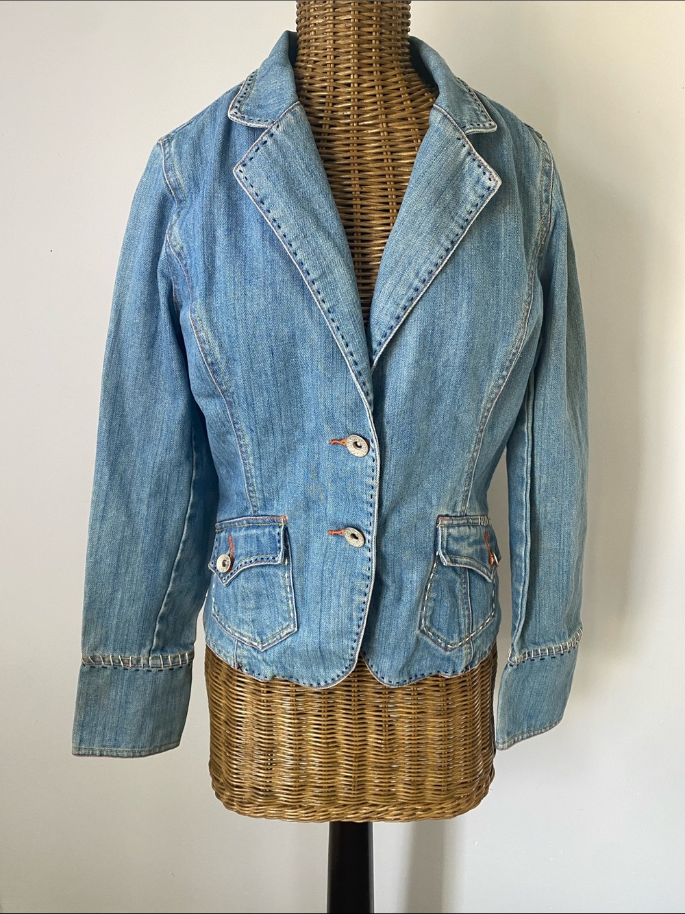 Love Stitch Light Blue Denim Blazer Jacket